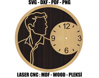 Heren wandklok | Moderne silhouetkunst