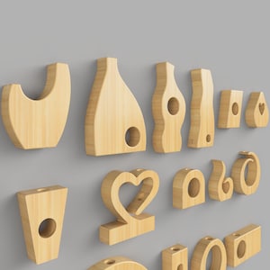 Scroll saw template for oak flower holder - PDF pattern with drill guides