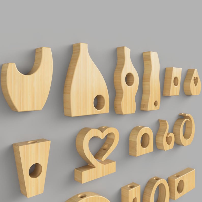 Scroll saw template for oak flower holder - PDF pattern with drill guides
