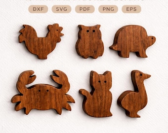 45 Standing animal figurines files- 2D wooden toy templates - For CNC router, lasercut, scroll saws. Kids educational toys