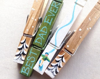 Snowboarding Dad clothespins best dad ever painted clothespins snowboarding magnet Snowboarder gift small gift for Dad