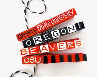 Oregon State University CLOTHESPINS OSU beavers hand painted magnets college chip clips college magnets college gift dorm gift Oregon gift