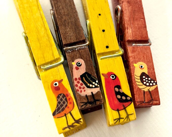 BIRD CLOTHESPINS Hand Painted Cute Birds Classroom Etsy