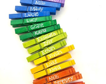 student classroom clothespins hand painted personalized kids artwork display classwork organizer teacher gift name tags school clothespins