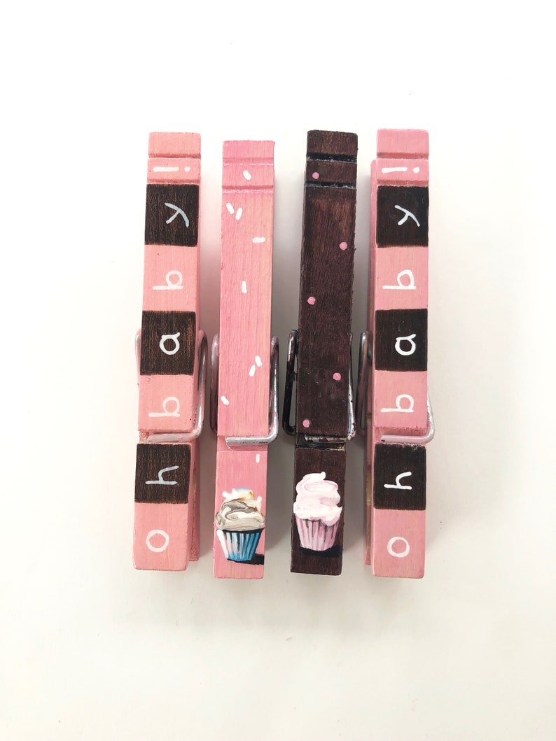 OH BABY CLOTHESPINS Hand Painted Clothespins Cupcake Etsy
