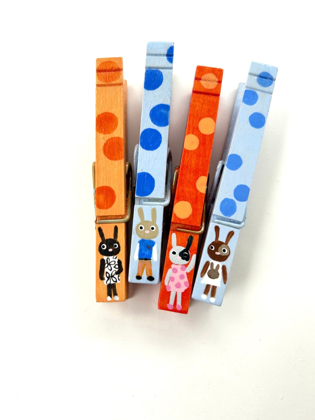 EASTER BUNNIES Painted Clothespins Easter Basket Stuffer Easter Gift