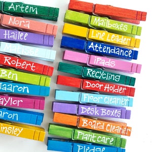 student classroom clothespins hand painted personalized kids artwork display classwork organizer teacher gift name tags school clothespins image 4