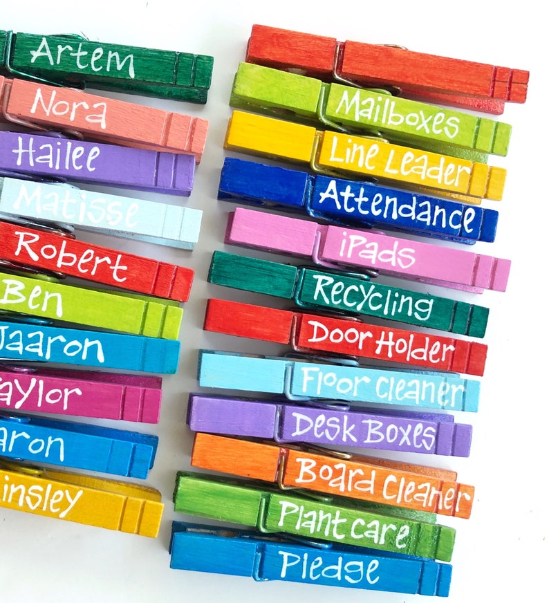 student classroom clothespins hand painted personalized kids artwork display classwork organizer teacher gift name tags school clothespins image 4