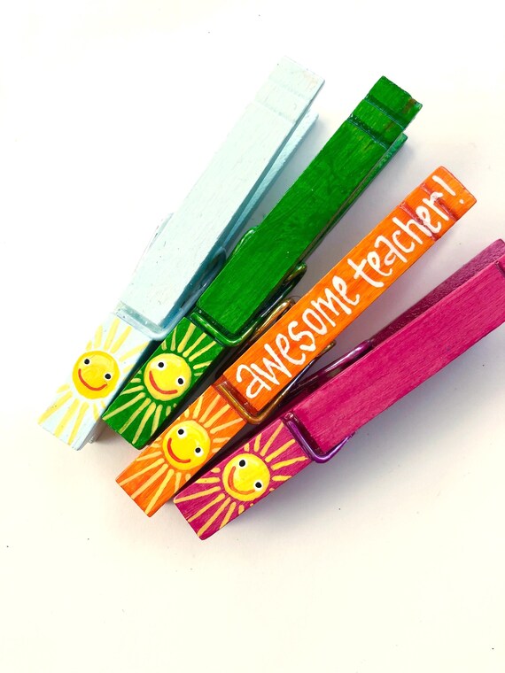 Hand Painted Sun Clothespin Magnets: Teacher Appreciation Gift