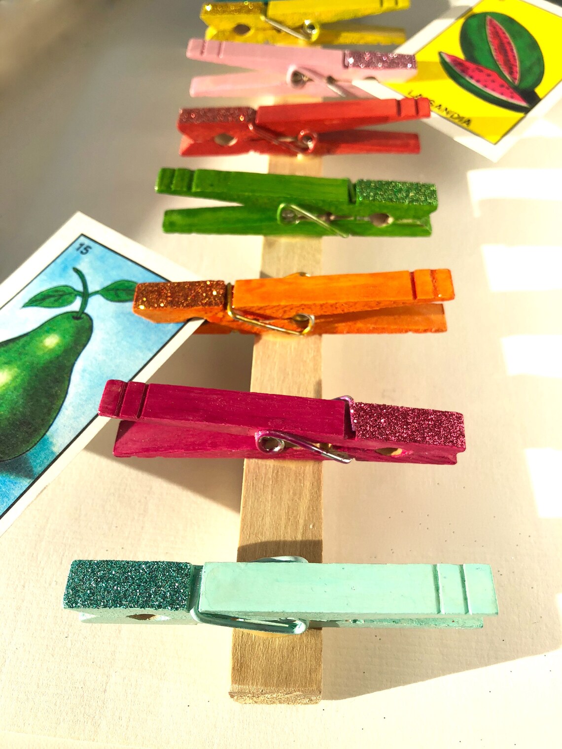 CLOTHESPIN WALL HANGING hand painted glitter clothespin photo Etsy