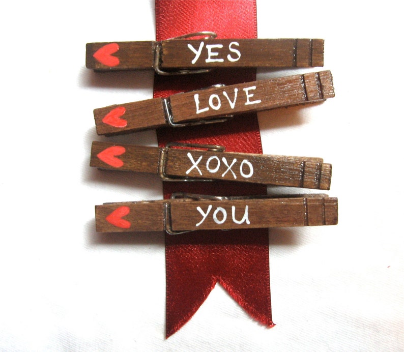 LOVE CLOTHESPINS hand painted clothespin rustic wedding wooden Etsy