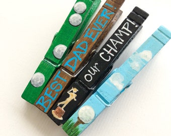 GOLFER DAD clothespin painted magnet golfer dad fathers day best Dad ever chip clip golf champ golf balls