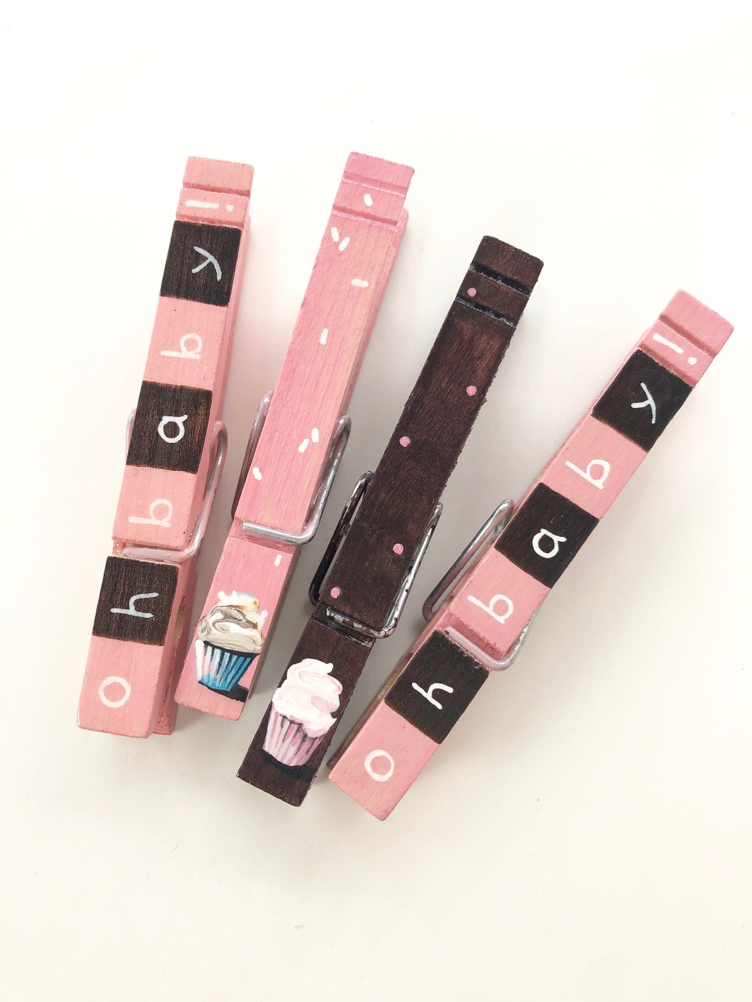 OH BABY CLOTHESPINS Hand Painted Clothespins Cupcake Etsy