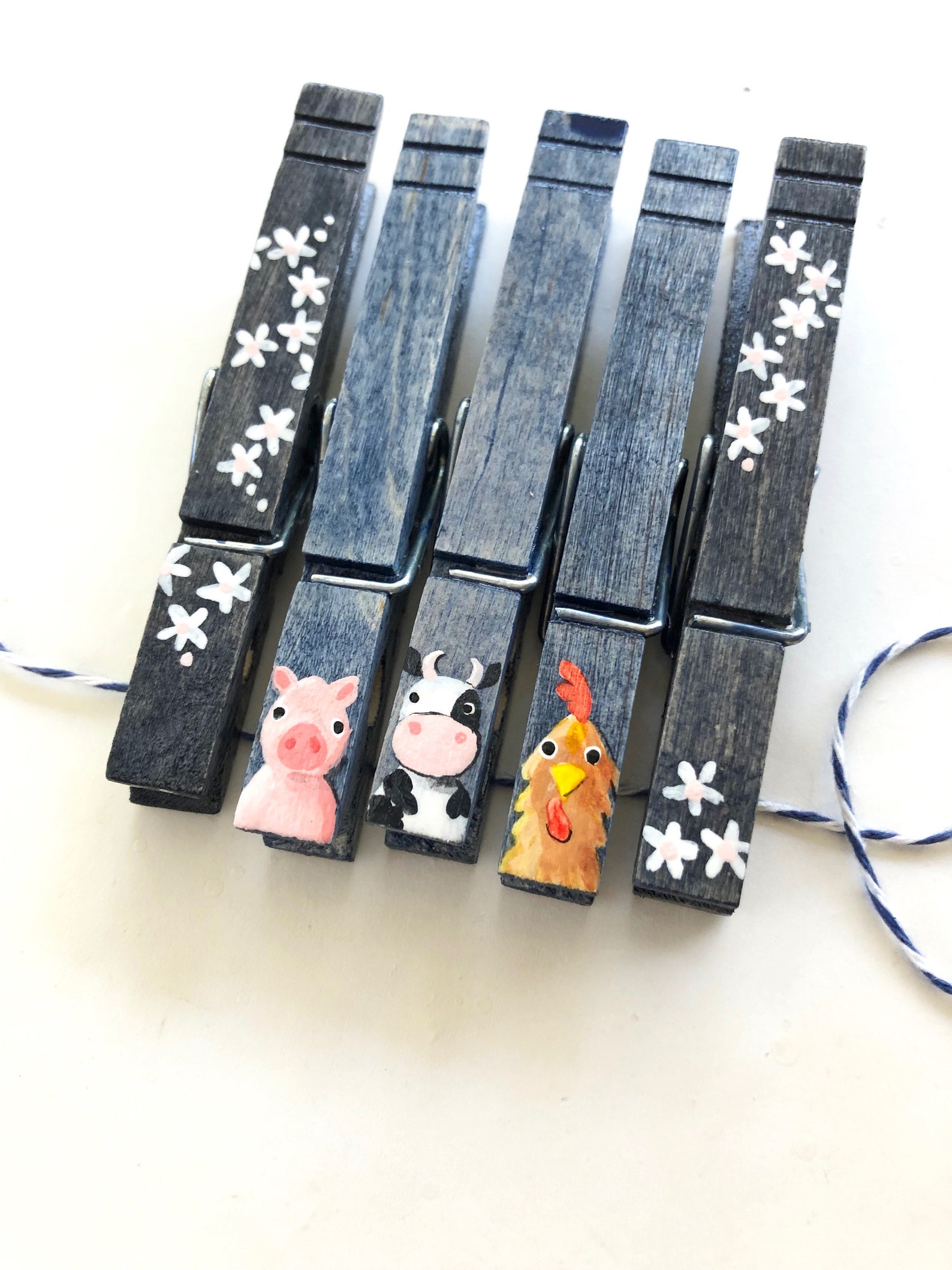 FARM ANIMAL CLOTHESPINS Painted Clothespins Cow Pig Chicken Etsy