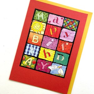 HAPPY BIRTHDAY card blank greeting card kids birthday hand made card cute colorful birthday card image 1