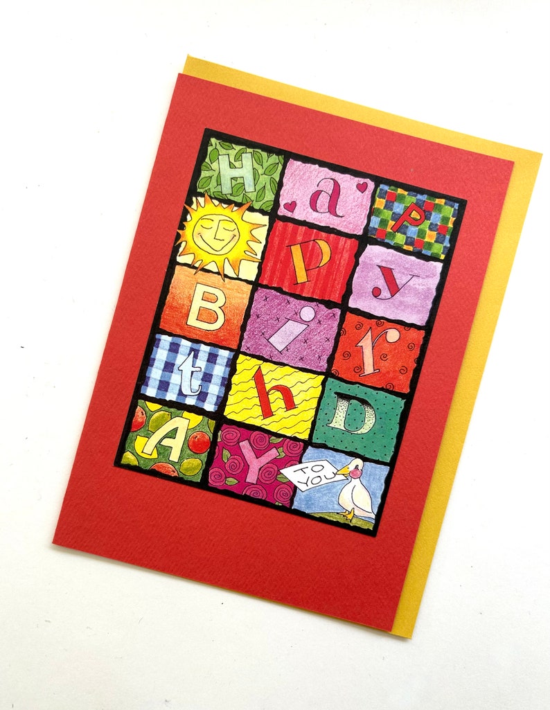 HAPPY BIRTHDAY card blank greeting card kids birthday hand made card cute colorful birthday card image 1