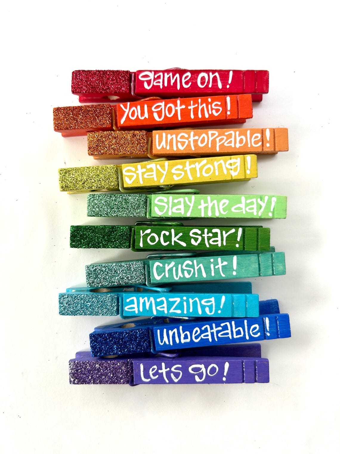 Hand Painted Cheerleading Clothespin Magnets: Glitter Cheer Pins, Set ...