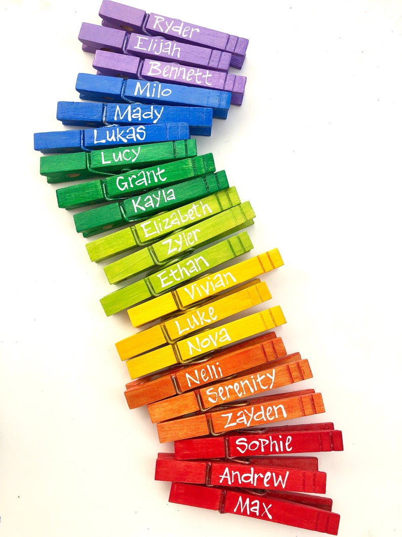 student classroom clothespins hand painted personalized kids artwork display classwork organizer teacher gift name tags school clothespins image 1