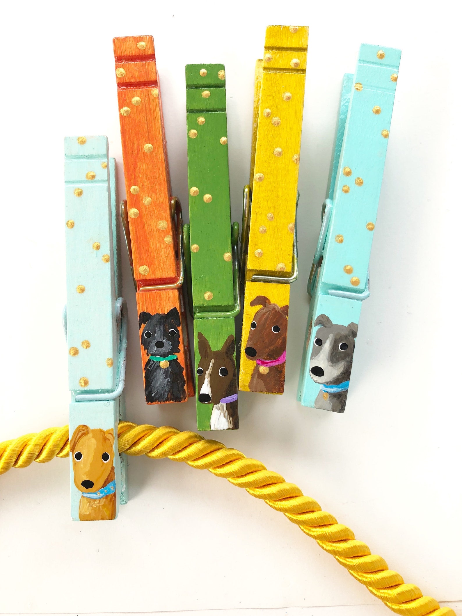 DOG CLOTHESPINS Wooden Clothespin Dog Party Favor Yellow Lab Etsy