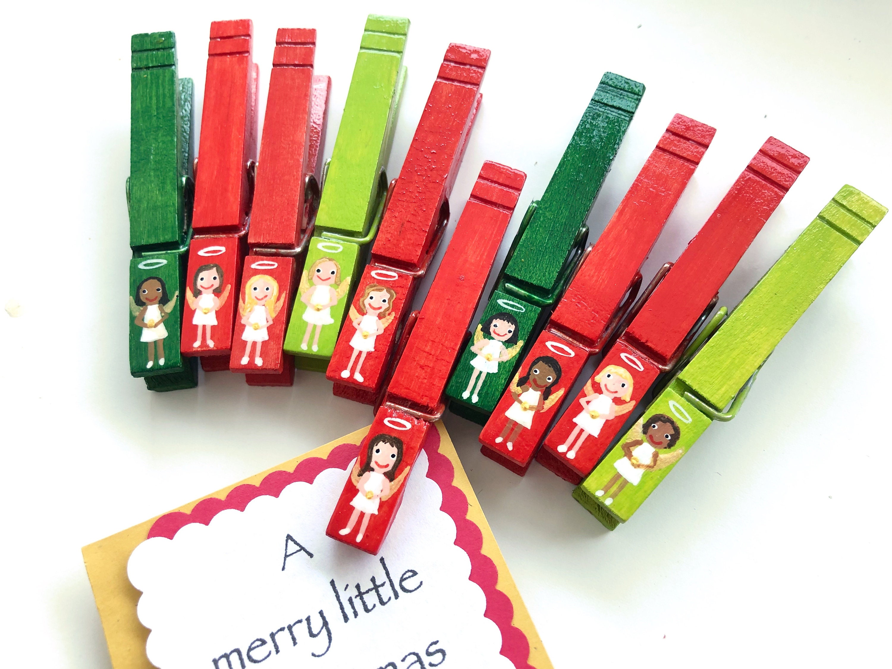 LITTLE ANGELS CLOTHESPINS Christmas clothespins painted Etsy