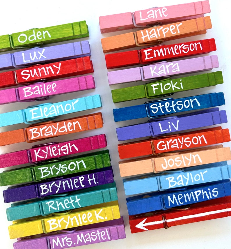 student classroom clothespins hand painted personalized kids artwork display classwork organizer teacher gift name tags school clothespins image 7