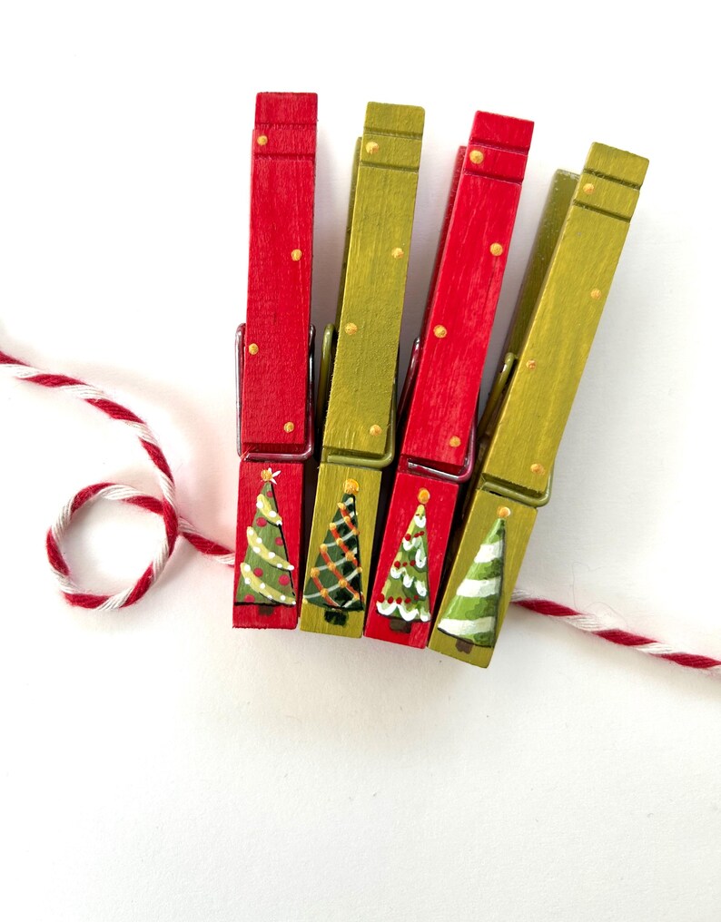 Christmas Trees Clothespins Hand Painted Christmas Clothespins