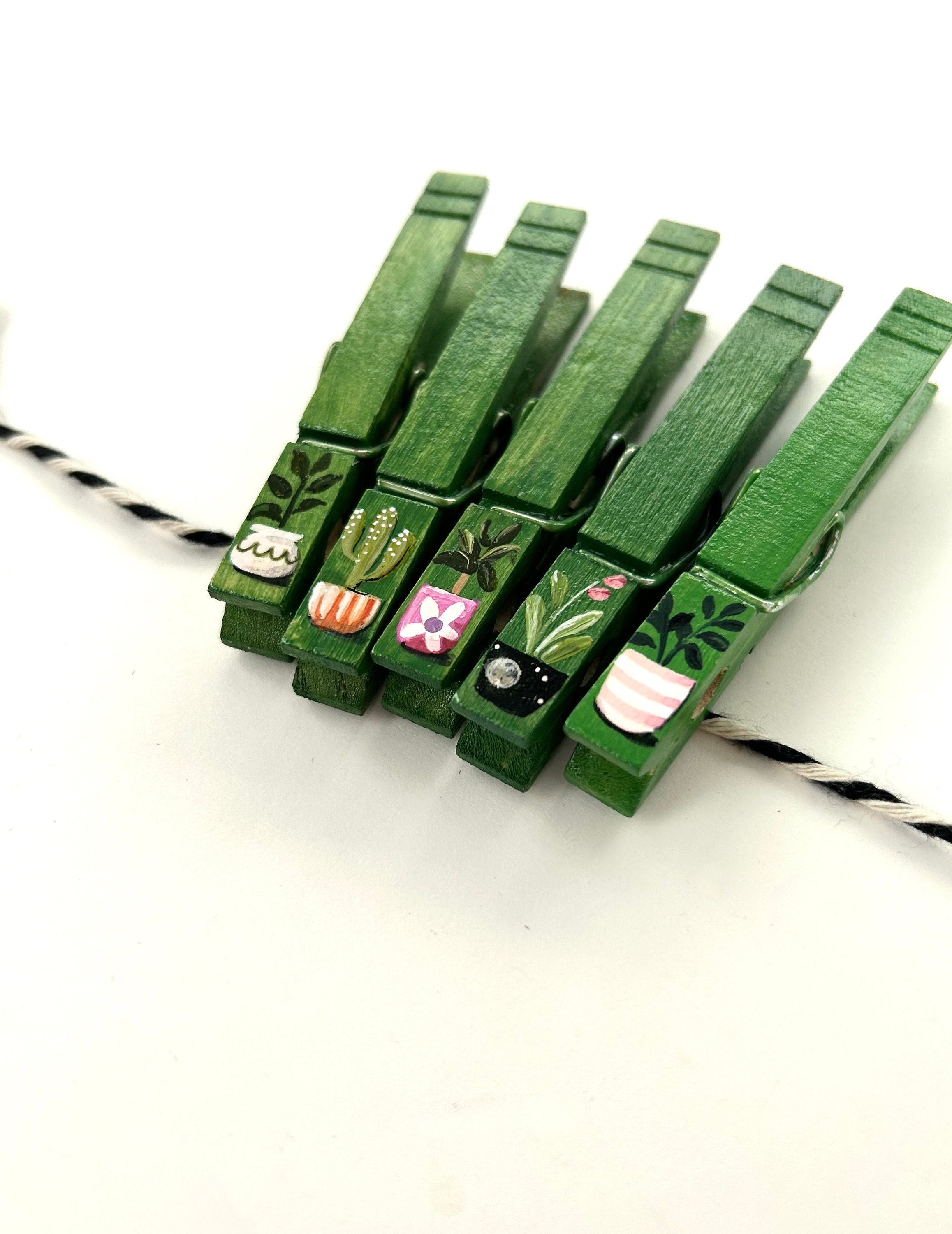 POTTED PLANTS CLOTHESPINS Painted Clothespin Urban Decor Photo Etsy