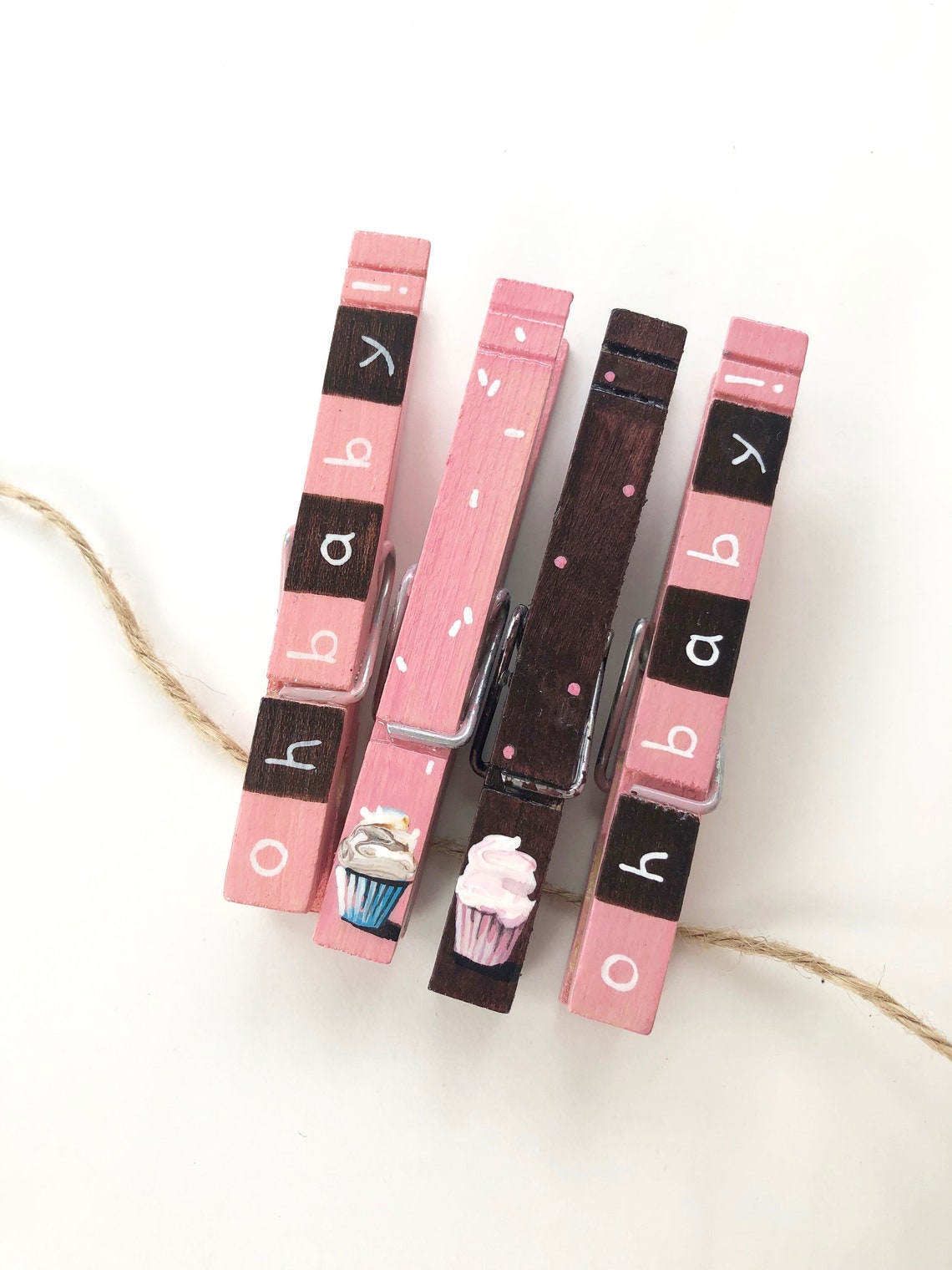 OH BABY CLOTHESPINS Hand Painted Clothespins Cupcake Etsy