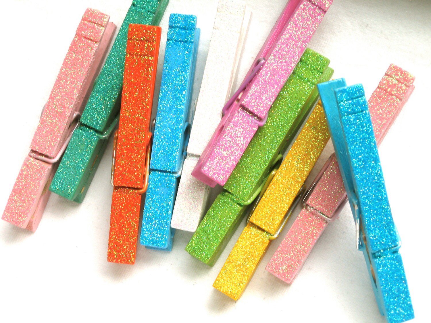 10 GLITTER CLOTHESPINS hand painted assorted colors Etsy
