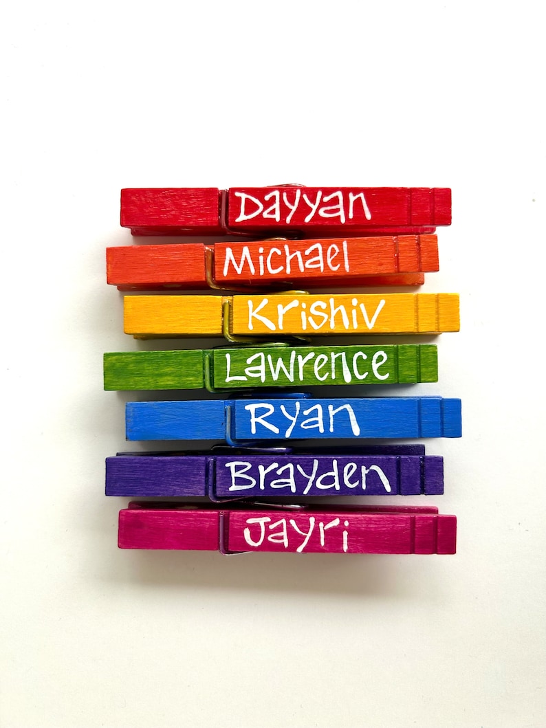 student classroom clothespins hand painted personalized kids artwork display classwork organizer teacher gift name tags school clothespins image 8