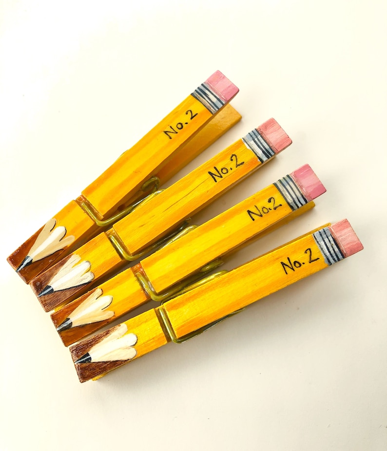 PENCIL CLOTHESPINS painted clothespin teacher gift Etsy