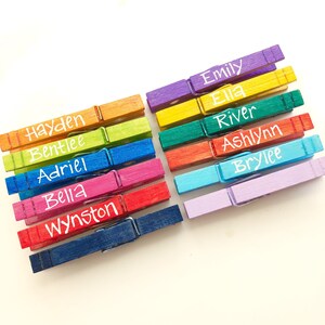 student classroom clothespins hand painted personalized kids artwork display classwork organizer teacher gift name tags school clothespins image 3