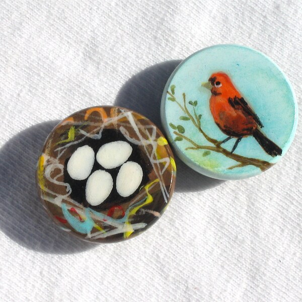 CARDINAL hand painted magnet set