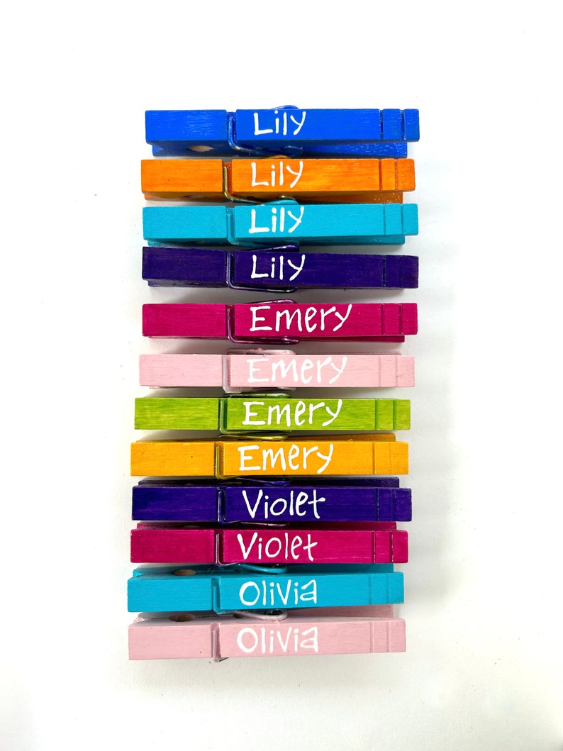 student classroom clothespins hand painted personalized kids artwork display classwork organizer teacher gift name tags school clothespins image 9