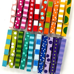 PAINTED CLOTHESPINS Colorful Patterns Hand Painted Stripes - Etsy