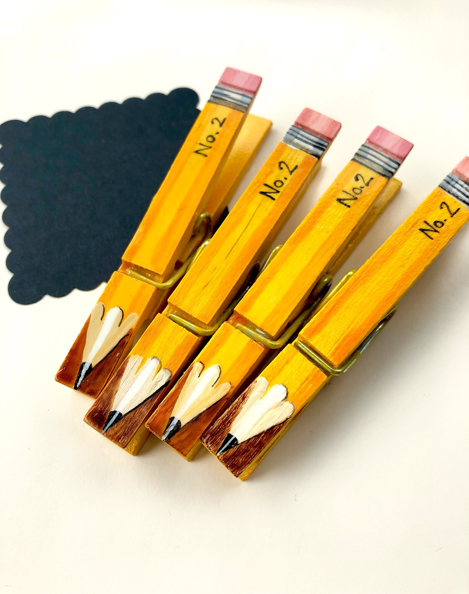 PENCIL CLOTHESPINS painted clothespin teacher gift Etsy