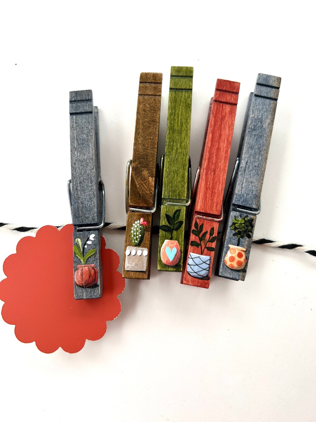POTTED PLANTS CLOTHESPINS Painted Clothespin Urban Decor Photo Etsy