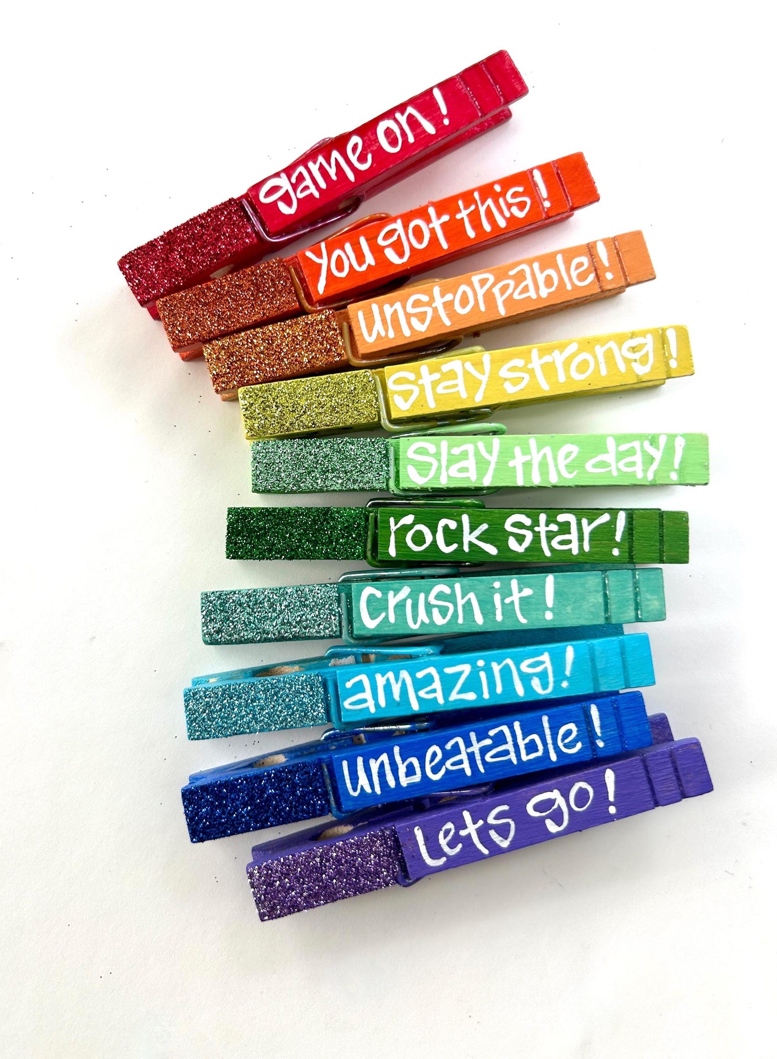 Hand Painted Cheerleading Clothespin Magnets: Glitter Cheer Pins, Set ...