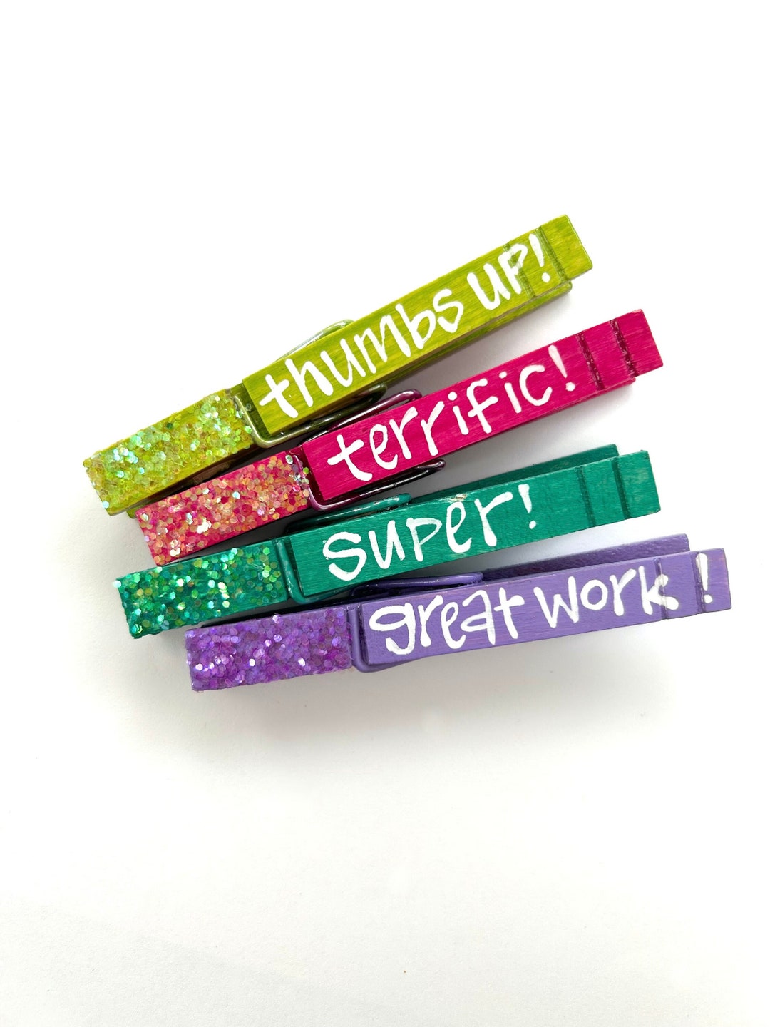 Glitter Clothespin Painted Clothespin Student Etsy