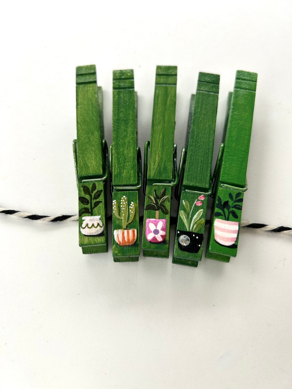 POTTED PLANTS CLOTHESPINS Painted Clothespin Urban Decor Photo Etsy