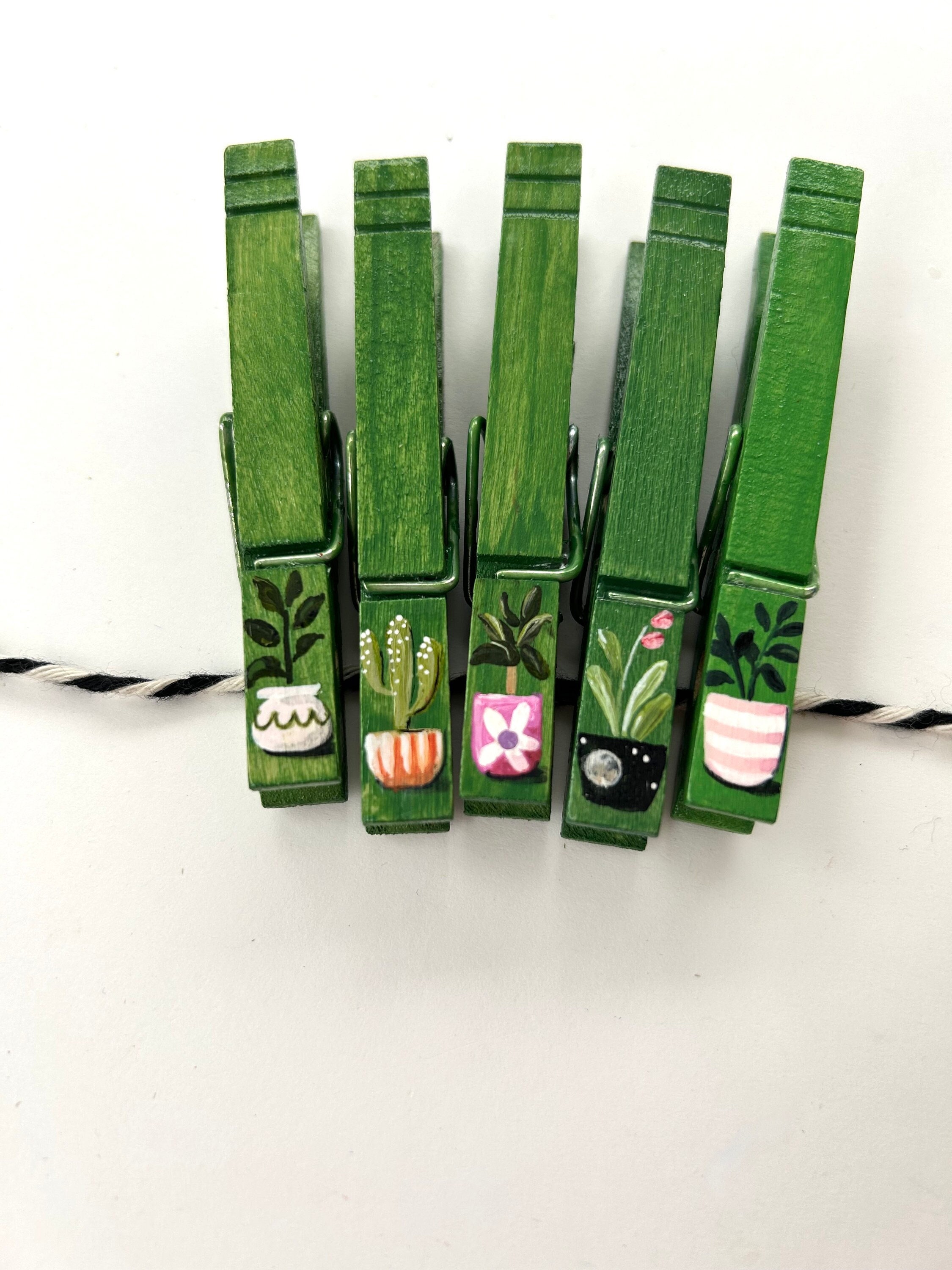POTTED PLANTS CLOTHESPINS Painted Clothespin Urban Decor Photo Etsy