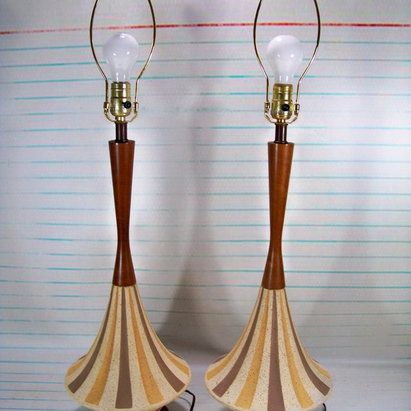 For Chris - 2 Mid Century  Lamps - Danish Modern - Stripe