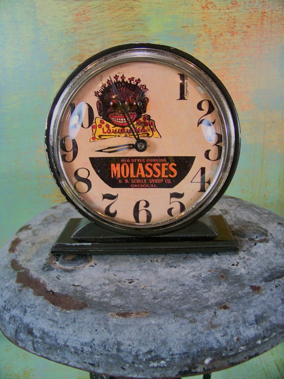 Items similar to Vintage Advertising Clock Molasses D.B. Scully Syrup Co. Wind Up on Etsy