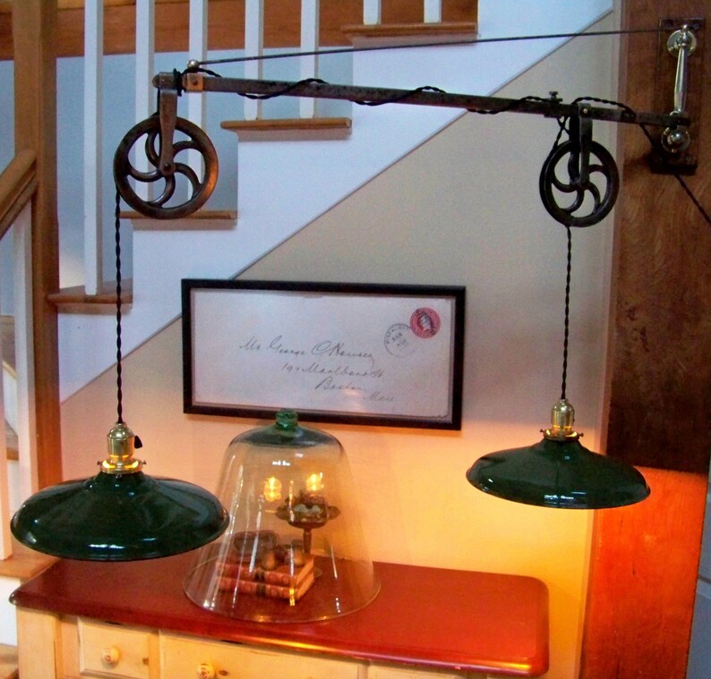 Antique Swing Arm Dental Pulley Light Steampunk Green Etsy