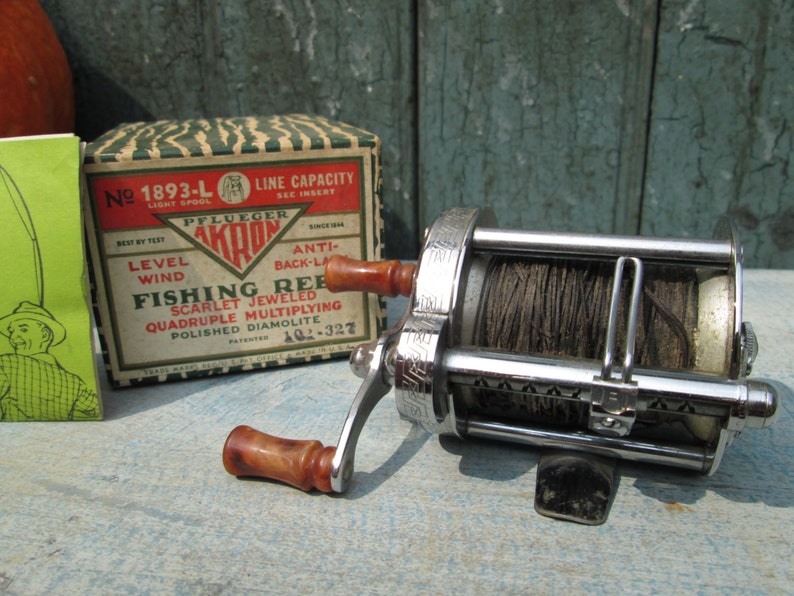 Vintage Pflueger Akron No. 1893L Fishing Reel with Box & Etsy