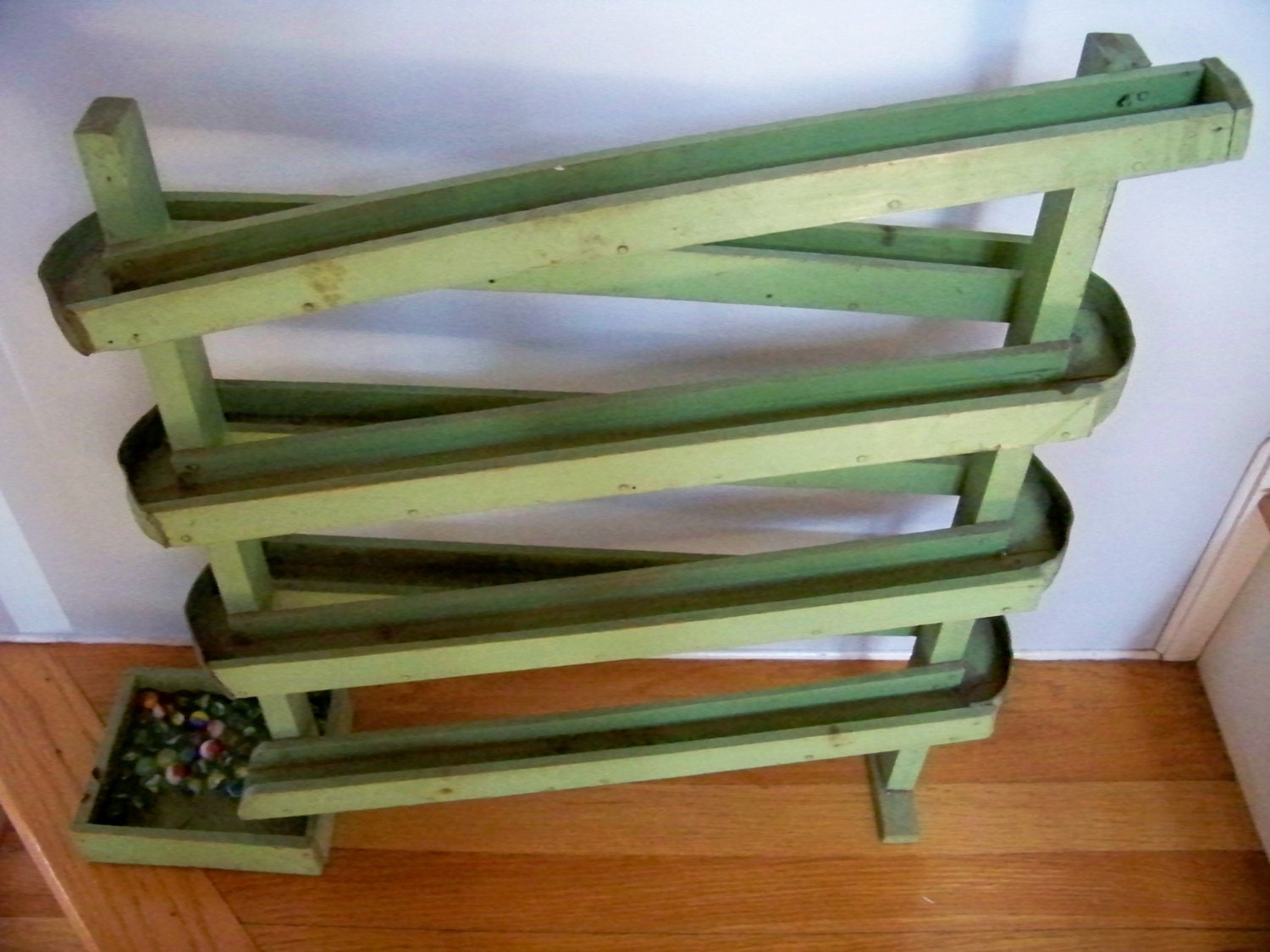 Antique Primitive Wooden Marble Ramp Toy Marble Run Etsy