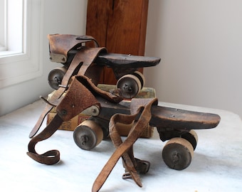 1800's Wooden Roller Skates - G.W. Bundock - Antique Sporting Goods