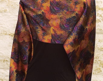 Autumn Leaves Silk Crepe Satin Scarf in wonderful Autumnal Shades