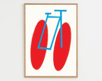 Lámina minimalista de arte ciclista, ilustración de bicicleta dibujada a mano, decoración de pared para ciclistas, regalo para ciclistas, póster moderno en tonos neutros para descarga digital.