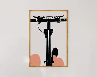 Stampa artistica di ciclismo, poster con illustrazione moderna di bicicletta, arte murale minimalista con bicicletta, decorazione per casa, palestra e ufficio, regalo per ciclisti, download digitale
